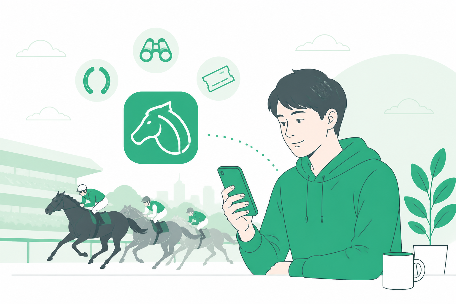 JRA公式アプリでスマホ競馬を楽しむイメージ