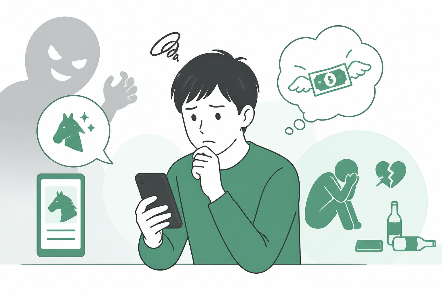 競馬スマホ詐欺注意のイメージ